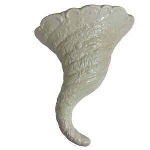 Ethan Allen Handcrafted Italian Ceramic Floral Cornucopia Wall Shelf Sconce 15''